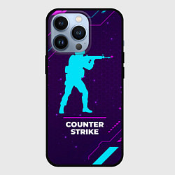 Чехол iPhone 13 Pro Символ Counter Strike в неоновых цветах на темном