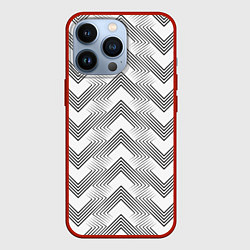 Чехол для iPhone 13 Pro Геометрический узор арт деко на белом фоне, цвет: 3D-красный