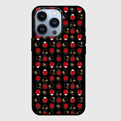 Чехол iPhone 13 Pro Красные Божьи коровки на черном фоне ladybug