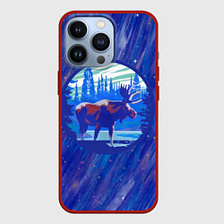 Чехол iPhone 13 Pro Лось в лесу Blue