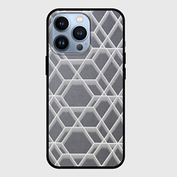 Чехол для iPhone 13 Pro Белые неоновые соты, цвет: 3D-черный