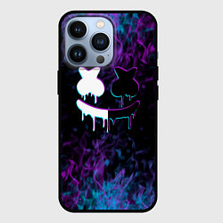 Чехол iPhone 13 Pro Marshmello neon пламя