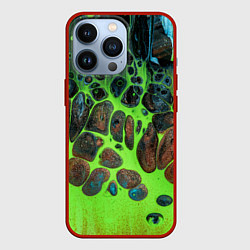 Чехол iPhone 13 Pro Неоновый песок и камни - Зелёный