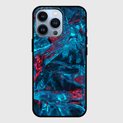 Чехол для iPhone 13 Pro Неоновые куски льда - Голубой и красный, цвет: 3D-черный