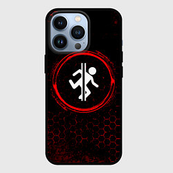 Чехол iPhone 13 Pro Символ Portal и краска вокруг на темном фоне