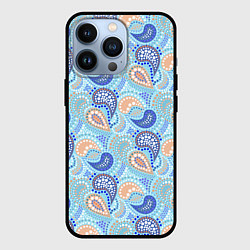 Чехол iPhone 13 Pro Турецкий огурец Turkish cucumber blue pattern