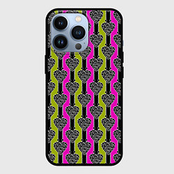 Чехол iPhone 13 Pro Striped multicolored pattern Сердце