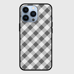 Чехол iPhone 13 Pro Бело-серый клетчатый узор tartan