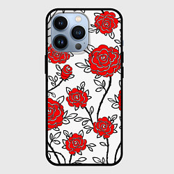 Чехол для iPhone 13 Pro BEAUTIFUL RED ROSES, цвет: 3D-черный