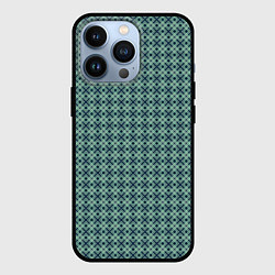 Чехол для iPhone 13 Pro Мелкий бирюзовый клетчатый узор, цвет: 3D-черный