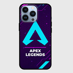 Чехол iPhone 13 Pro Символ Apex Legends в неоновых цветах на темном фо