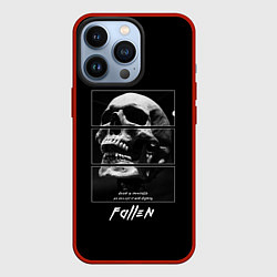 Чехол для iPhone 13 Pro Skull with inscriptions, цвет: 3D-красный