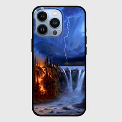 Чехол для iPhone 13 Pro Огонь, гроза и вода, цвет: 3D-черный