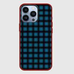 Чехол для iPhone 13 Pro Black and blue plaid, цвет: 3D-красный