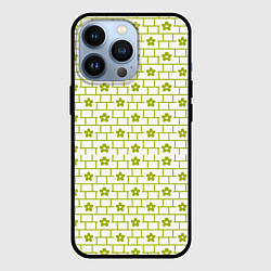 Чехол iPhone 13 Pro Зеленые кирпичики и цветы