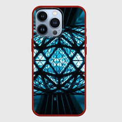 Чехол для iPhone 13 Pro Неоновые абстрактные фигуры и фонари - Синий, цвет: 3D-красный