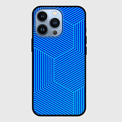 Чехол для iPhone 13 Pro Blue geometry линии, цвет: 3D-черный