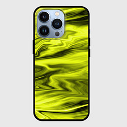 Чехол iPhone 13 Pro Неоновый желтый с черным абстрактный узор