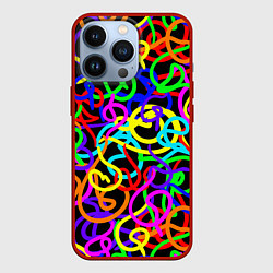 Чехол для iPhone 13 Pro Неоновый беспорядок, цвет: 3D-красный