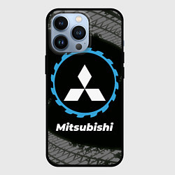 Чехол iPhone 13 Pro Mitsubishi в стиле Top Gear со следами шин на фоне