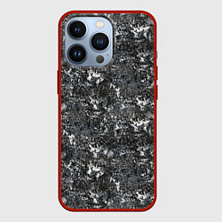 Чехол для iPhone 13 Pro Темно серый графитовый с текстурой камня, цвет: 3D-красный
