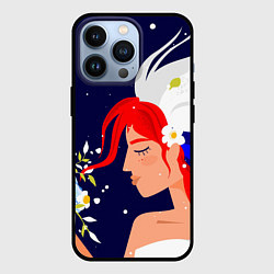 Чехол для iPhone 13 Pro Русская девушка с триколором на волосах, цвет: 3D-черный