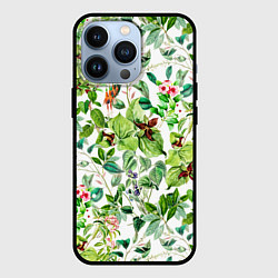 Чехол iPhone 13 Pro Яркие Зелёные Цветы