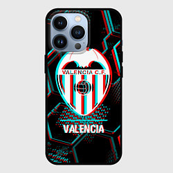 Чехол iPhone 13 Pro Valencia FC в стиле glitch на темном фоне