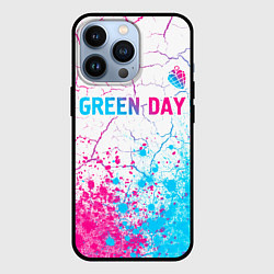 Чехол iPhone 13 Pro Green Day neon gradient style: символ сверху