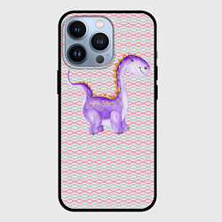 Чехол для iPhone 13 Pro Фиолетовый маленький динозаврик, цвет: 3D-черный