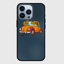 Чехол iPhone 13 Pro Веселые лягухи на авто