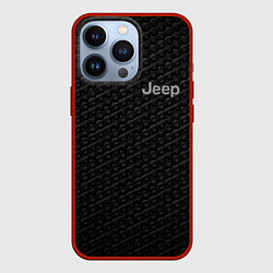 Чехол для iPhone 13 Pro Jeep карбон, цвет: 3D-красный