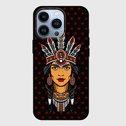 Чехол для iPhone 13 Pro Женщина-индеец, цвет: 3D-черный