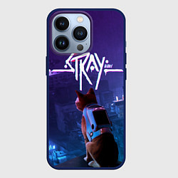 Чехол для iPhone 13 Pro Stray кот неон, цвет: 3D-тёмно-синий