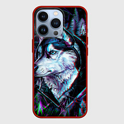 Чехол для iPhone 13 Pro Волк - глитч, цвет: 3D-красный