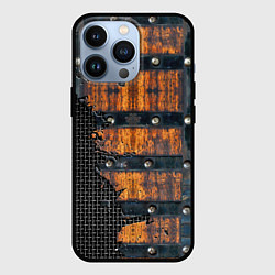 Чехол для iPhone 13 Pro Металлическая клепаная обшивка, цвет: 3D-черный