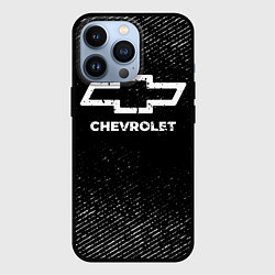 Чехол iPhone 13 Pro Chevrolet с потертостями на темном фоне