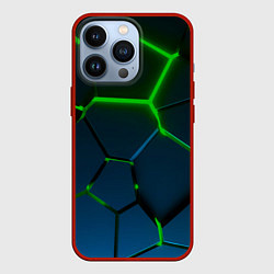 Чехол iPhone 13 Pro Разлом зеленых неоновых плит - геометрия