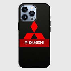 Чехол iPhone 13 Pro Mitsubishi - логотип - красная полоса