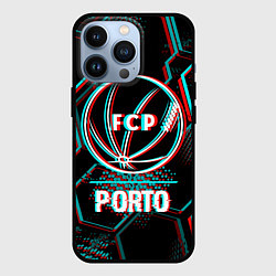 Чехол iPhone 13 Pro Porto FC в стиле glitch на темном фоне