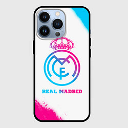 Чехол для iPhone 13 Pro Real Madrid neon gradient style, цвет: 3D-черный