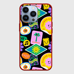 Чехол iPhone 13 Pro Летние наклейки pop-art паттерн