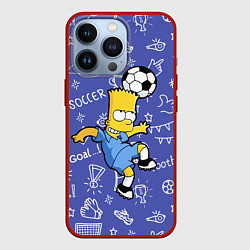 Чехол iPhone 13 Pro Барт Симпсон бьёт футбольный мяч головой