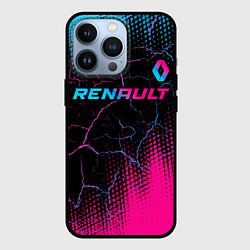 Чехол для iPhone 13 Pro Renault - neon gradient: символ сверху, цвет: 3D-черный