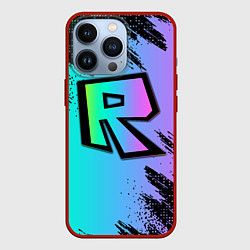 Чехол для iPhone 13 Pro Roblox neon logo, цвет: 3D-красный
