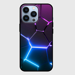 Чехол iPhone 13 Pro Фиолетовый градиент - неоновые геометрические плит