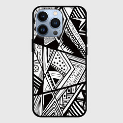 Чехол iPhone 13 Pro Черно белый узор