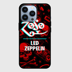 Чехол для iPhone 13 Pro Led Zeppelin rock glitch, цвет: 3D-черный