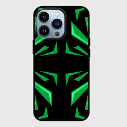 Чехол iPhone 13 Pro Фигуры зеленого цвета на черном фоне geometry
