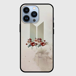 Чехол iPhone 13 Pro BTS Logo And Flowers